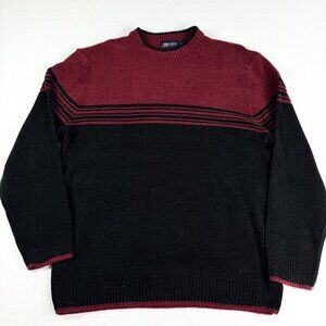 Vintage Faded Glory Sweater Mens L Striped Acrylic Long Sleeve Y2K Retro